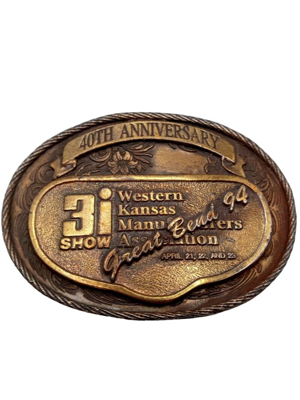 Great Bend KS Belt Buckle 1994 Tractor Farm Implements Kansas Farm 3I Show